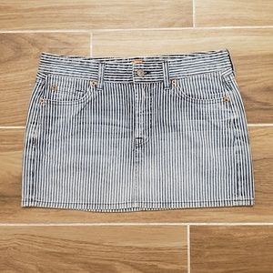 7 For All Mankind striped denim mini skirt